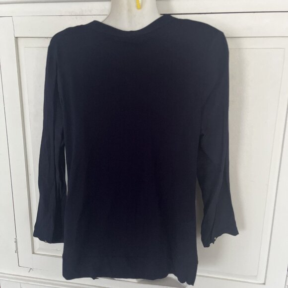MASSIMO DUTTI M Blouse Top Navy Blue 3/4 Sleeves - Picture 4 of 6